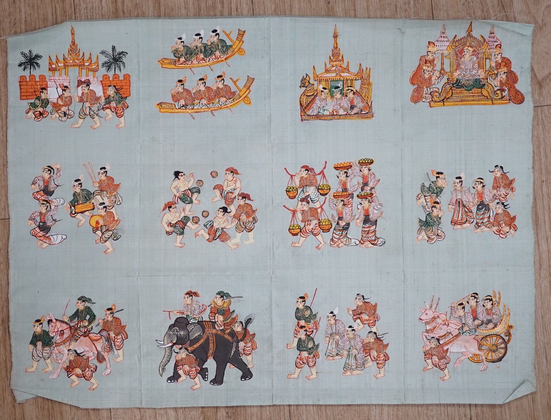 A quantity of painted Indian scrolls